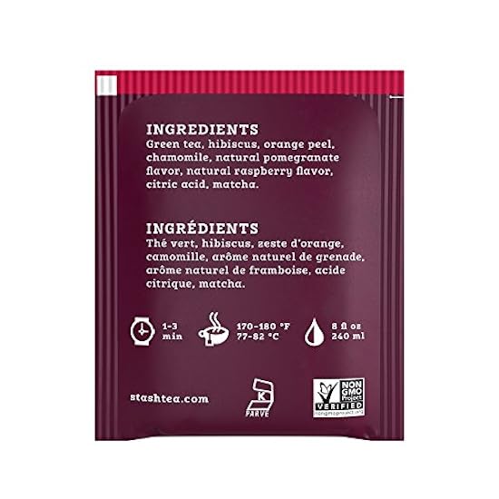 Stash Tee Pomegranate Raspberry Grün Tee - Caffeinated, Non-GMO Project Verified Premium Tee with No Artificial Ingredients, 30 Count (Pack of 6) - 180 Bags Total 371965817