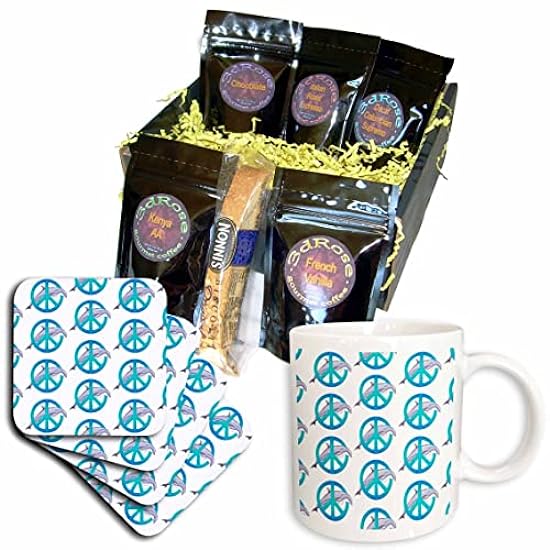 3dRose Dolphin pattern of dolphins swimming through Blau peace... - Kaffee Gift Baskets (cgb_353126_1) 577997999