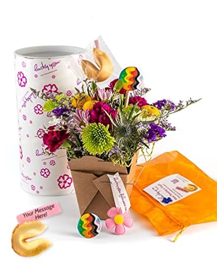 Pride Fresh Cut Live Flowers Arranged in a Takeout Container with Your Personal Message Tucked Inside a Fortune Cookie 718308704