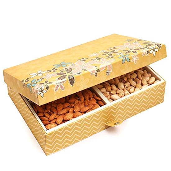 Ghasitaram Gifts Diwali Gifts Diwali Dryfruit - Gold 4 Part Print Dryfruit Box 1000 GMS 860190756