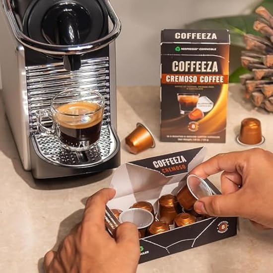 COFFEEZA Cremoso Aluminium Capsules, Intensity 8/10 Nespresso Compatible Pods (Box Of 30) 201868122