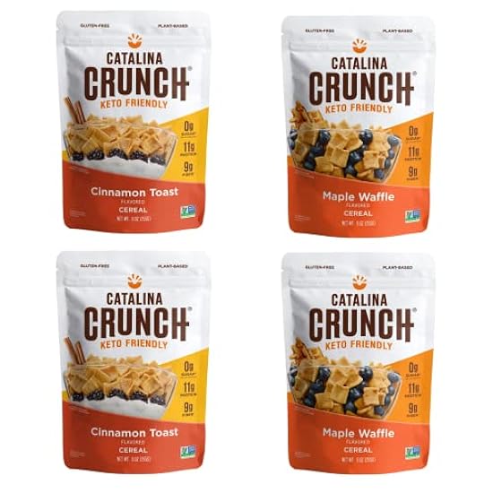 Catalina Crunch Keto Cereal Variety Pack Cinnamon Toast & Maple Waffle (2 Flavors), 4 bags, | Low Carb, Zero Sugar, Gluten & Grain Free, Fiber | Keto Snacks, Vegan Snacks, Protein Snacks | Frühstück Protein Cereal | Keto Friendly Foods 998525289