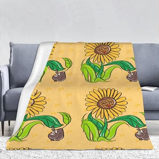 YYHHAOFA Sunflower Seeds and Sunflowers Prints Flannel 
