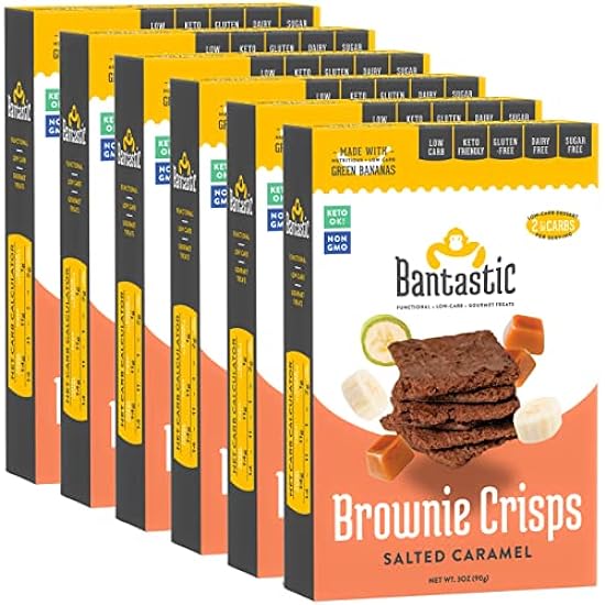 Bantastic Brownie Keto Snack, Salted Caramel Crisps - Crunchy Thin, Naturally Sweet Sugar Free Brownies Snack, Gluten Free, Low Carb, Dairy Free, 3 Oz Ea (Pack of 6) 978954704