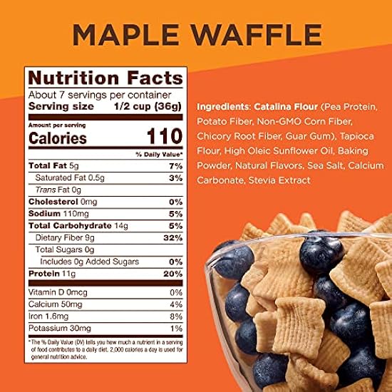Catalina Crunch Maple Waffle Keto Cereal 4 Pack (9oz Bags) | Low Carb, Sugar Free, Gluten Free | Keto Snacks, Vegan, Plant Based Protein | Frühstück Protein Cereals | Keto Friendly Food 772290698