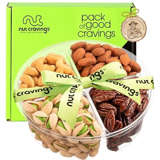 Nut Cravings Gourmet Collection - Mixed Nuts Gift Basket in Rot Gold Box (7 Assortments, 2 LB) Easter Arrangement Platter, Birthday Care Package - Healthy Kosher USA Made 539708216