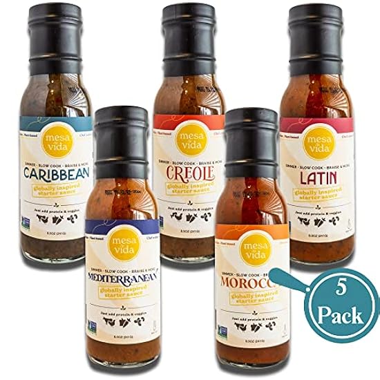 Globally Inspired Starter Sauce | Cooking Sauce | Plant-Based Oil Free Healthy Pantry Staples (Global Flavors Variety Bundle, 8.5 oz (Pack of 5)) 652646014