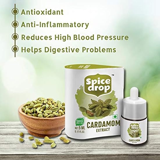 Spice Drop Cardamom Natural Extract ( Elaichi Drops ) for Food, Getränke and Dessert, No Additives, 5 ml ( Pack of 3  x 180 Drops) 933252066