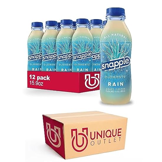 Snapple 12-Pack of Elements Rain Agave Cactus Juice Drink 16 fl oz Plastic Bottle + 6 Bamboo Straws by Unique Outlet 346012597