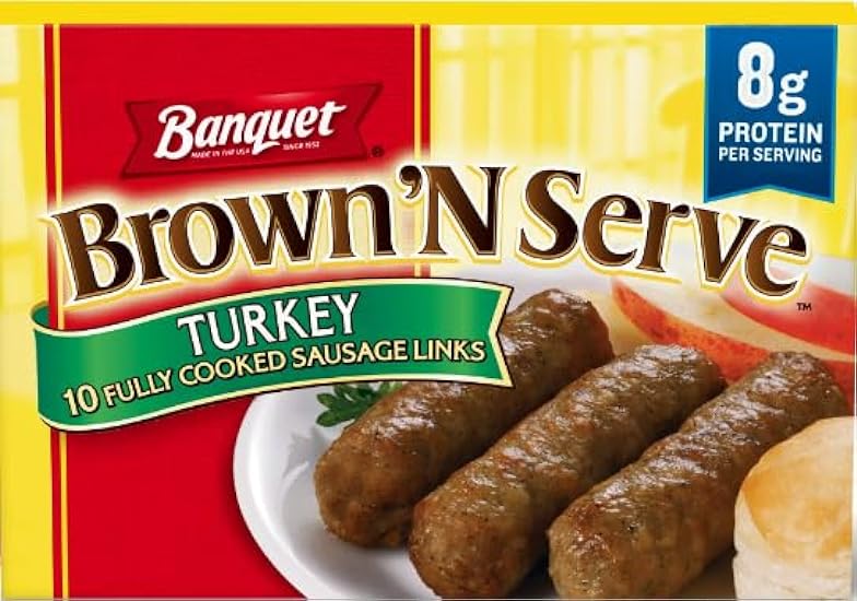 Salutem Vita - Banquet Brown ´N Serve Fully Cooked Turkey Sausage Links, 6.4 oz, 10 Ct - Pack of 8 60341345