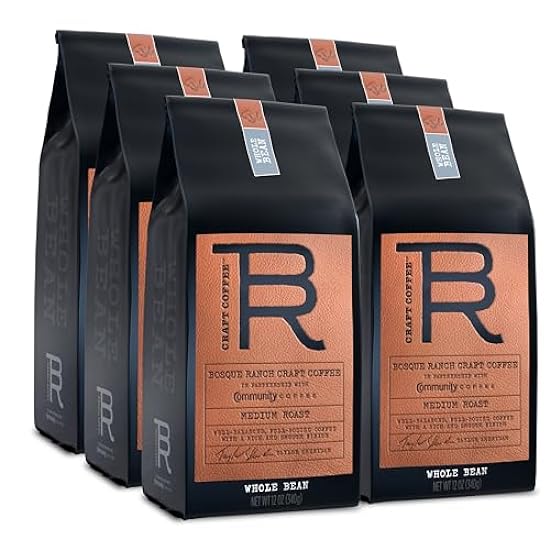 Bosque Ranch Craft Kaffee™ From Taylor Sheridan In Partnership With Community Kaffee, Medium Roast Whole Bean Kaffee, 12 Ounce Beutel (Pack of 6) 799091086