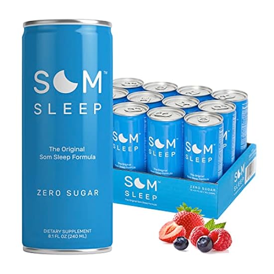 Som Sleep, The Original Sleep Support Formula w/Melatonin, Magnesium, Vitamin B6, L-Theanine & GABA – Vegan, Functional Nighttime Drink – Sleep Aid Supplement – Zero Sugar Berry, 8.1 Fl Oz, 12-Pack 397465203