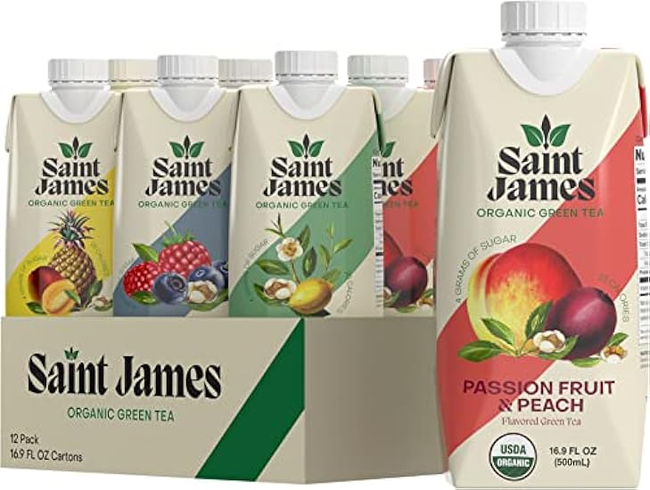 Saint James Iced Tee | Organic Grün Tee | Organic, Non-GMO Grün Tea, 12 Pack (16.9oz each) (Variety) 349761592
