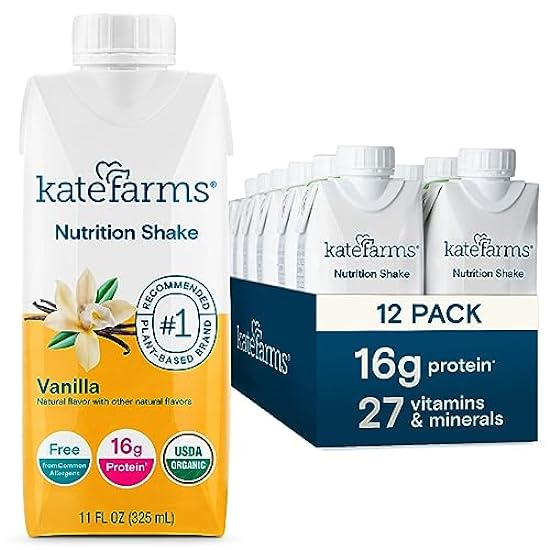 KATE FARMS Organic Plant Based Nutrition Shake, Vanilla