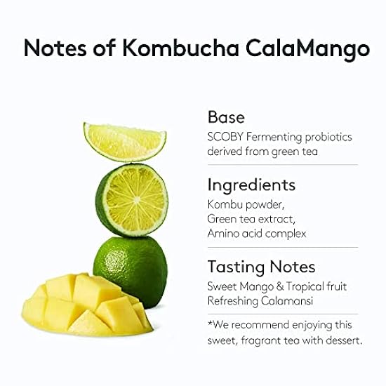 Osulloc Kombucha Tee Calamango (Calamansi & Mango Blending), Sparkling Powdered Mix Beverage, No added sugar, 30 Sticks, 5.3oz 816404685