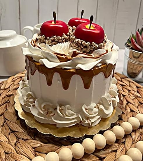 Dezicakes Fake Cupcakes & Cake – Artificial Cakes for Display – Faux Cake Decorations for Home & Kitchen - Cake Plate Fake Food Desserts - Carmel Apple Cake 624529917