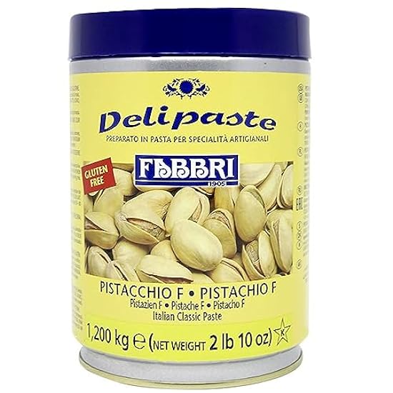 Fabbri Delipaste Pistachio Fine, Flavoring Compound for Gelato, Ice Cream, Soft Serve, Pastry and Confectionary - 1 Tin of 2.6 lb 51535365