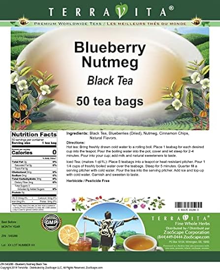 Blauberry Nutmeg Schwarz Tee (50 Teebeutel, ZIN: 540286) - 3 Pack 750911018