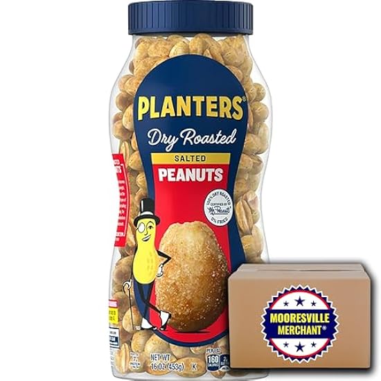 Planters Salted Dry Roasted Peanuts, 16 oz, 3 Canisters