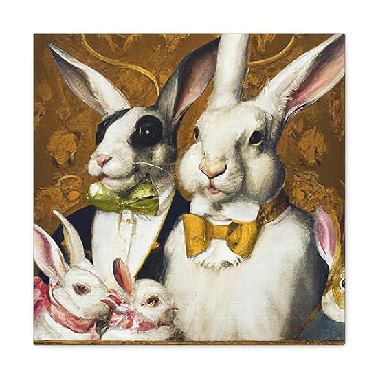 Rabbits in the Rococo - Canvas 16″ x 16″ / Premium Gall