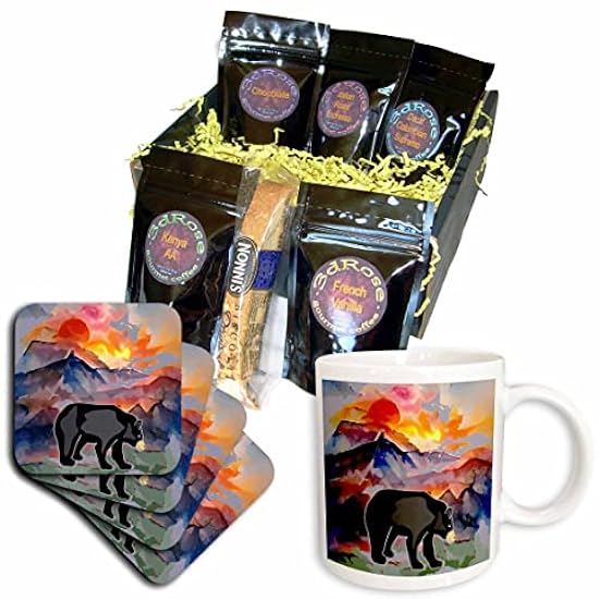 3dRose Cool Fun Schwarz Bear in the Mountains at Sunrise Nature... - Kaffee Gift Baskets (cgb_357736_1) 840142130
