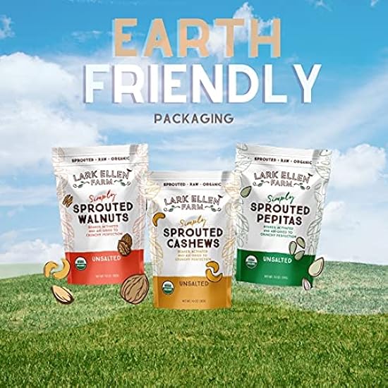 Lark Ellen Farm Whole Cashews, Unsalted Raw Sprouted Nuts, Certified USDA Organic, Gluten-Free, Vegan Snacks (10 oz, 3 pack) 437604611