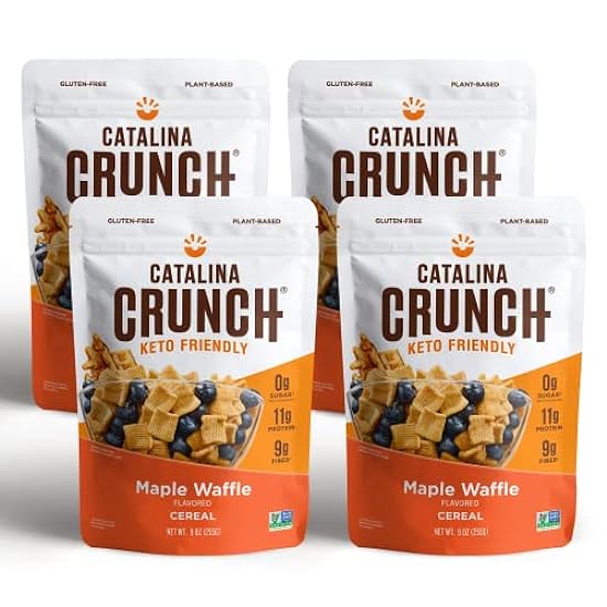 Catalina Crunch Maple Waffle Keto Cereal 4 Pack (9oz Bags) | Low Carb, Sugar Free, Gluten Free | Keto Snacks, Vegan, Plant Based Protein | Frühstück Protein Cereals | Keto Friendly Food 872339558