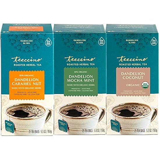 Teeccino Dandelion Root Tee Sampler - Caramel Nut, Moch