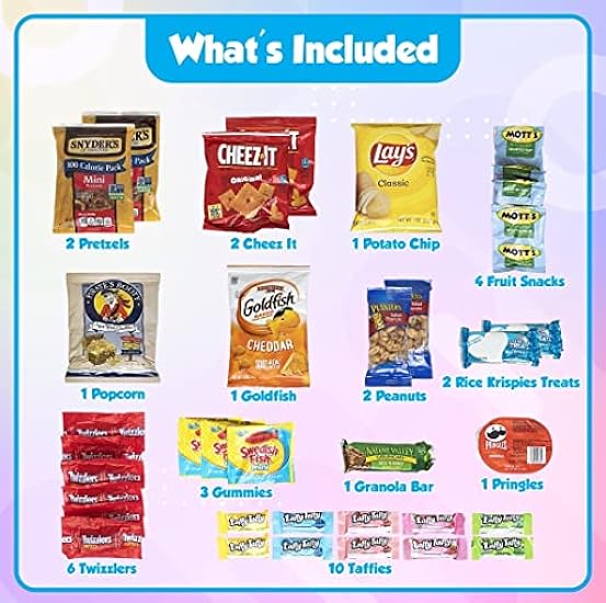 Snacks Variety Pack for Adults (60 Count) Chips, Cookies, Candy Assortment Easter Gift Box, College Student, Adults, Kids, Birthday Party 263110308