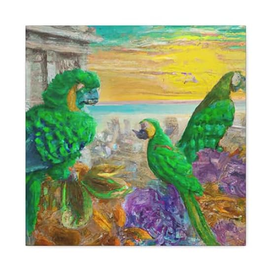  Parrots in Splendor - Canvas 20″ x 20″ / Premium Galle