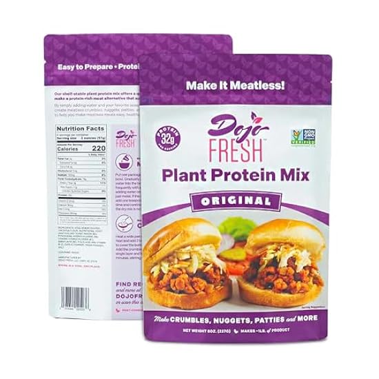 Dojo Fresh Original Plant Protein Mix – Plant Based Meat Alternative for Meatless Crumbles Nuggets Patties, etc - Vegan, Soy Free, Non-GMO, Shelf Stable - 32g of Protein Per Serving, (8 oz, Pack of 3) 680779094