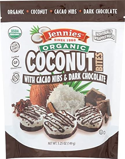 Jennies Organic Coconut Bites with Cacao Nibs, Gluten F