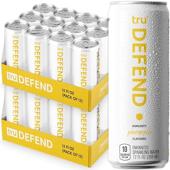 Tru Defend Seltzer, Pineapple Flavored Sparkling Wasser Made with Real Fruchtsaft - Immune Support Drink plus 100% Vitamin C - Caffeine Free, Kosher, GF, No Added Sugar Getränke, 12oz (Pack of 24) 684285861
