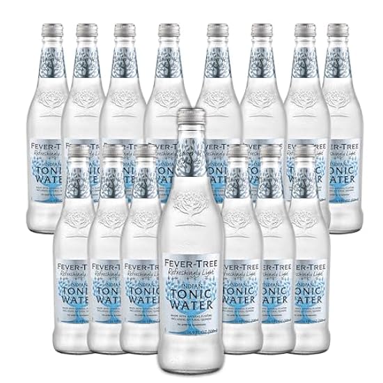 Fever Tree Light Indian Tonic Wasser - Premium Quality Mixer and Soda - Refreshing Beverage for Cocktails & Mocktails 500ml Bottle - Pack of 15 441803388