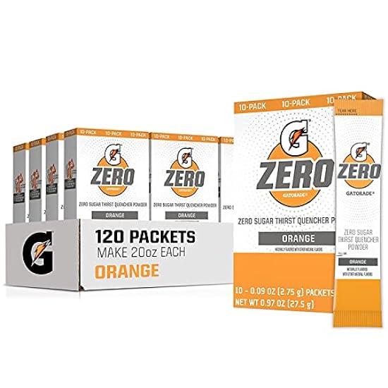 Gatorade G Zero Powder, Orange, 0.10oz Packets,(120 cou