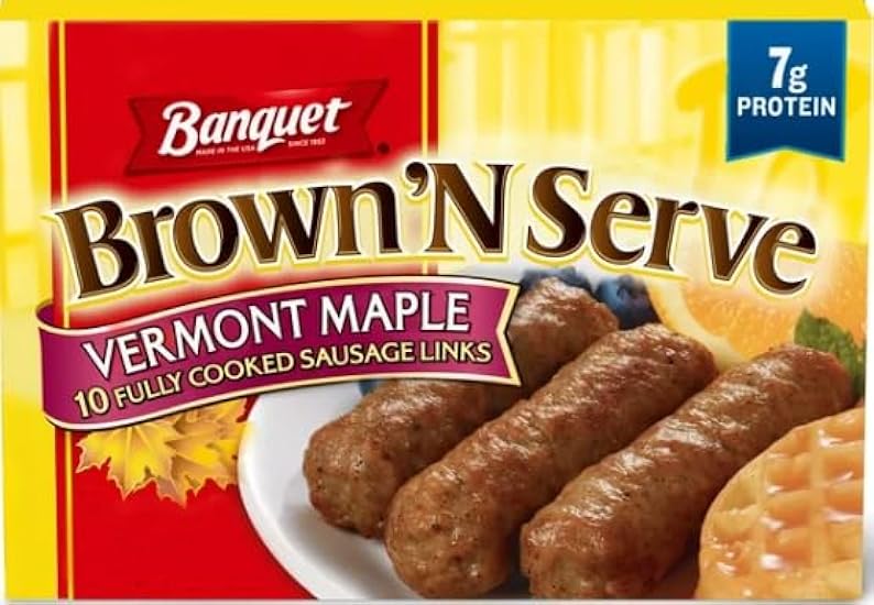 Salutem Vita - Banquet Brown ´N Serve Fully Cooked Vermont Maple Sausage Links, 6.4 oz, 10 Count - Pack of 8 918131318