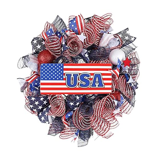 Patriotic Bows for Wreaths Independence Day Wreath Door Hung with American National Day Style Home Decoration Berry Vine Wreath (Pink, One Size) 659815099