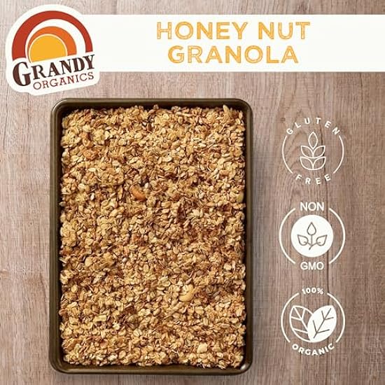 Grandy Organics Honey Nut Granola, 10 Pound Bulk Bag, Certified Organic, Gluten Free, Non-GMO, Kosher, Plant Based Protein Granola 629766351