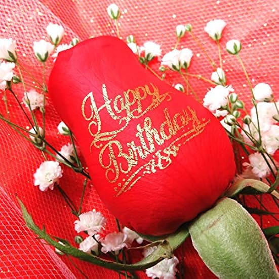 Write a Rose Beautiful Rot Rose with Happy Birthday Message In Gold | Fresh Cut Flower | Single Rose | Next Day Delivery 196154704