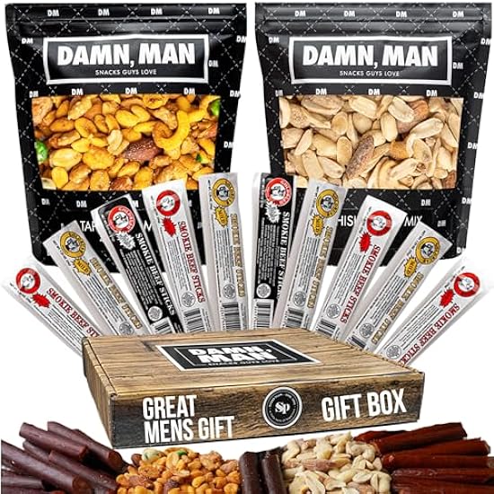 Beef Jerky Gift Basket for Men with Nuts - 12 pc, Great