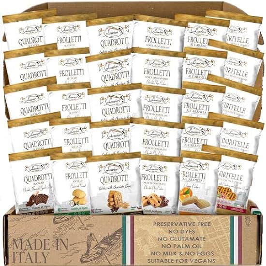 Cookies Variety Pack - Shortbread Cookie Assortment of 30 - Food Gift Box - Cookie Snacks From Italy - Cookie Gift Box - Gourmet Italian Cookies - Cranberry, Orange, Schokolade, Schokolade Chip, and Coconut - Kosher 463893073