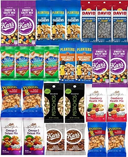 Nuts Snack Packs - Mixed Nuts and Trail Mix Individual Packs - Healthy Snacks Care Package (28 Count) 350653216