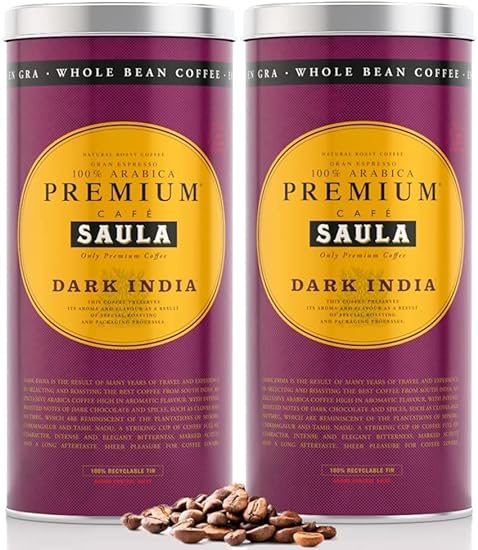 Saula Premium Dark India Kaffee Beans - 100% Arabica Es