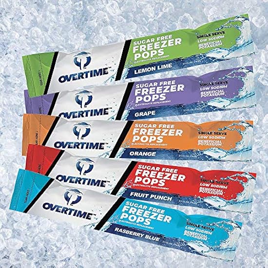 Overtime Electrolyte Freezer Pops, Sugar Free, 150 Package Quantity (Single Serve/Multi Variety Pack 5 Flavors 30 of Each / 1 Case) 839234429