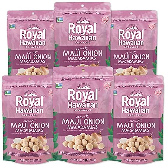 Royal Hawaiian Orchards Sweet Maui Onion Macadamia Nuts, Gluten-Free, Vegan, Non-GMO, Kosher - 4 Oz (Pack of 6) 612391160