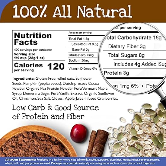 True North Granola – Schokolade Granola Cereal with Rolled Oats, Belgian Schokolade, Dried Cranberries, Gluten Free, All Natural and Non-GMO, Bulk Bag, 25 lb. 524955586