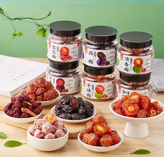 Sweet and sour Preserved plum (158g/can) dried prunes,Healthy snacks,Snowflake plum,delicious snack gifts,candied fruits,fragrant prunes,sweet and sour candy snacks (combination,6can) 108930341