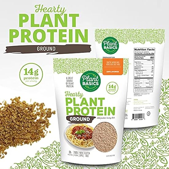 Plant Basics - Hearty Plant Protein - Unflavored Ground, 1 lb (Pack of 6), Non-GMO, Gluten Free, Low Fat, Low Sodium, Vegan, Meat Substitute 866692318