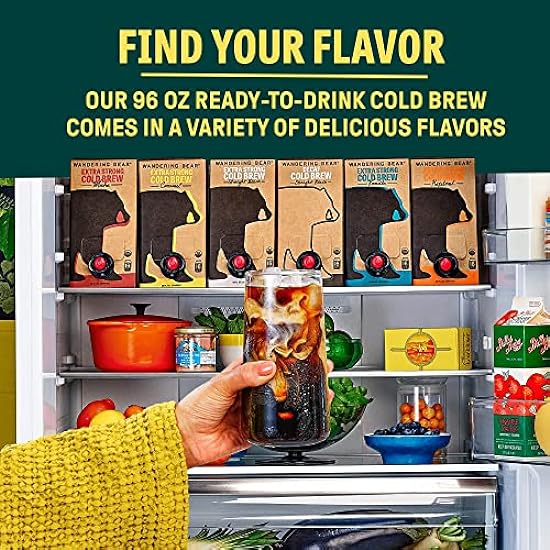 Wandering Bear Straight Schwarz Organic Cold Brew Kaffee On Tap, 96 fl oz - Extra Strong, Smooth, Unsweetened, Shelf-Stable, and Ready to Drink Iced Kaffee, Cold Brewed Kaffee, Cold Kaffee 270299471