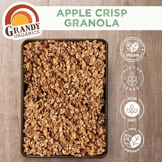 Grandy Organics Apple Crisp Granola, 10 Pound Bulk Bag, Certified Organic, Gluten Free, Non-GMO, Kosher, Plant Based Protein Granola 885395986